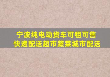 宁波纯电动货车可租可售 快递配送超市蔬菜城市配送